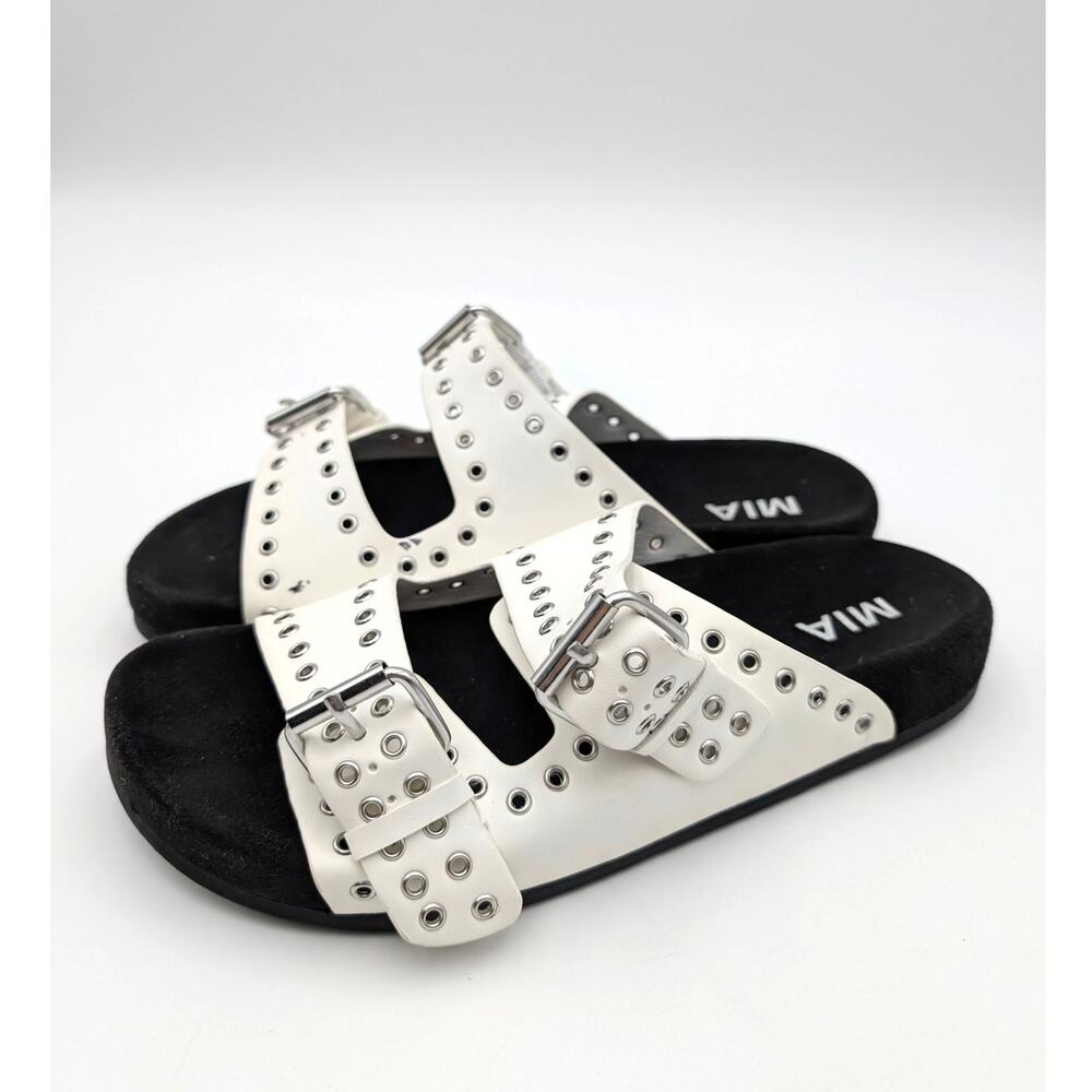 Mia Brooklyn Slide Sandals Adjustable Strap Women's White Size US7.5 EU37.5